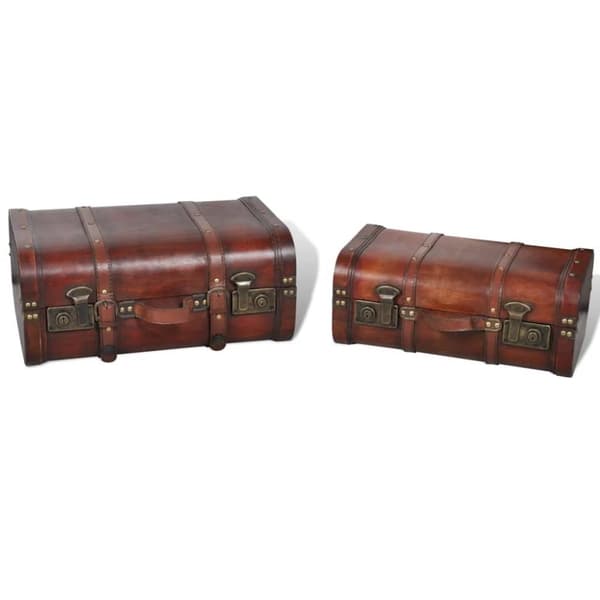 skattekiste vintagestil 2 stk. brun træ
