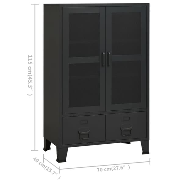 industrielt opbevaringsskab 70x40x115 cm stål sort