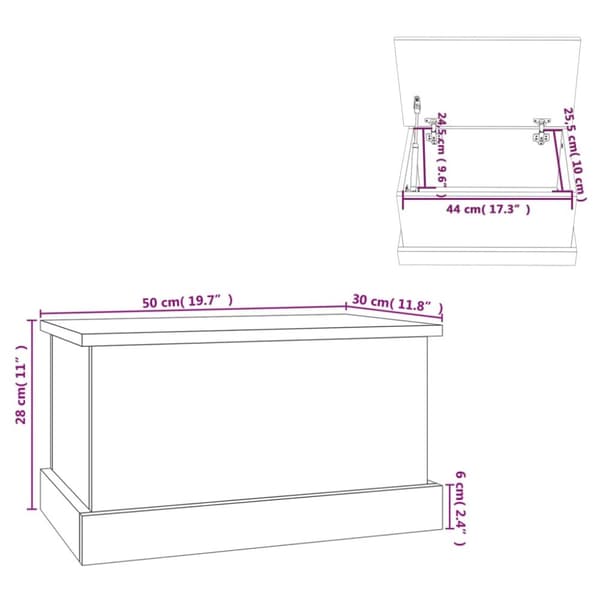 opbevaringskasse 50x30x28 cm konstrueret træ betongrå