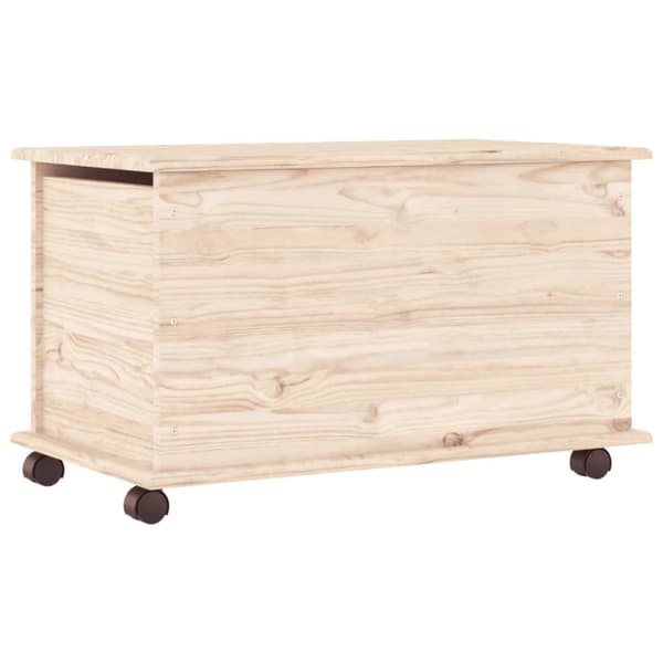 opbevaringskasse med hjul ALTA 73x39,5x44 cm massivt fyrretræ