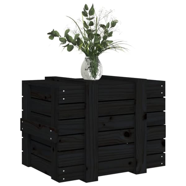 opbevaringskasse 58x40,5x42 cm massivt fyrretræ sort
