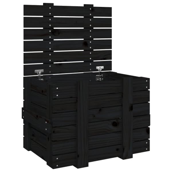 opbevaringskasse 58x40,5x42 cm massivt fyrretræ sort