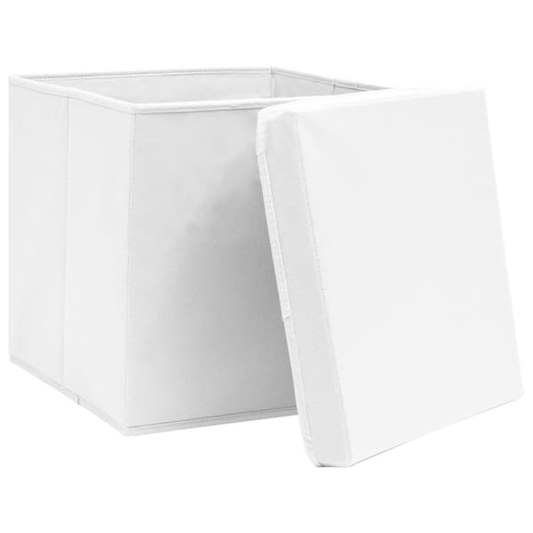 Förvaringslådor med lock 10 st 28x28x28 cm vit