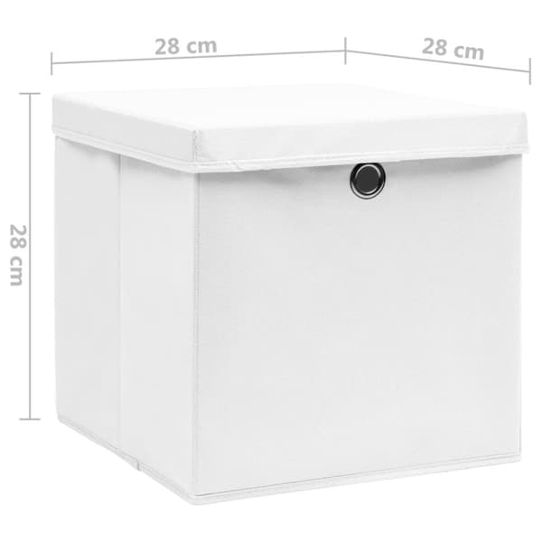 Förvaringslådor med lock 10 st 28x28x28 cm vit