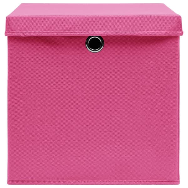 Förvaringslådor med lock 10 st rosa 32x32x32 cm tyg