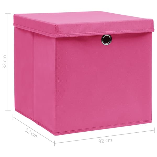 Förvaringslådor med lock 10 st rosa 32x32x32 cm tyg