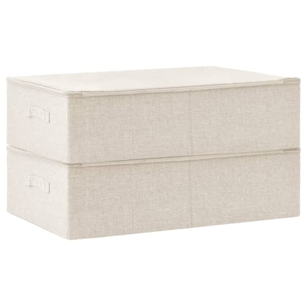 opbevaringskasser 2 stk. 70x40x18 cm stof cremefarvet