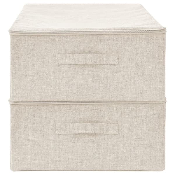 opbevaringskasser 2 stk. 70x40x18 cm stof cremefarvet