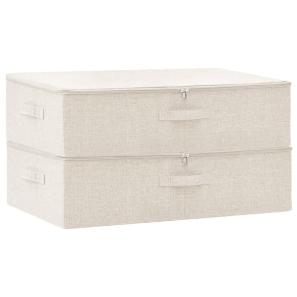 opbevaringskasser 2 stk. 70x40x18 cm stof cremefarvet