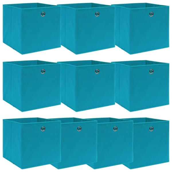 opbevaringskasser 10 stk. 32x32x32 stof babyblå