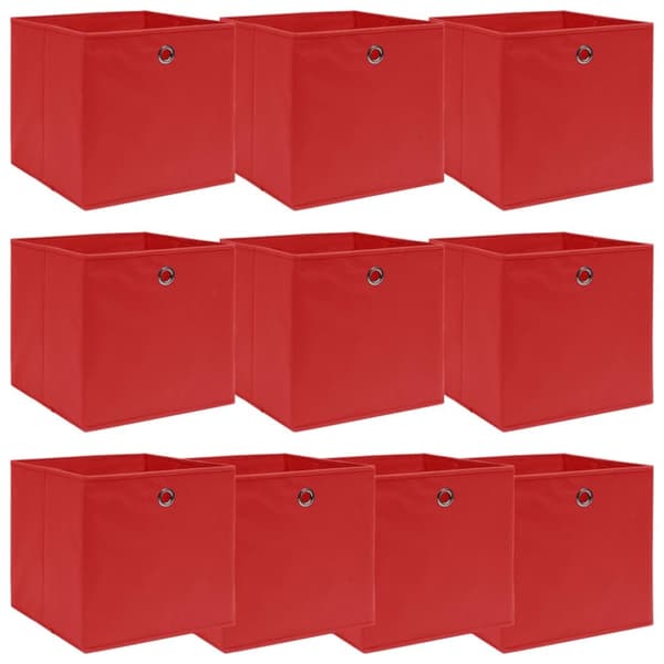 opbevaringskasser 10 stk. 32x32x32 stof rød