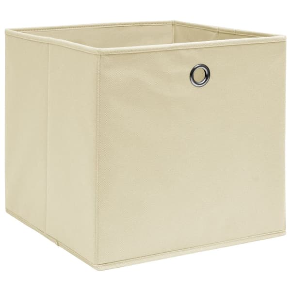 opbevaringskasser 10 stk. 32x32x32 stof cremefarvet