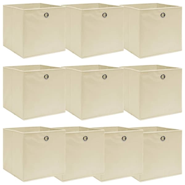 opbevaringskasser 10 stk. 32x32x32 stof cremefarvet