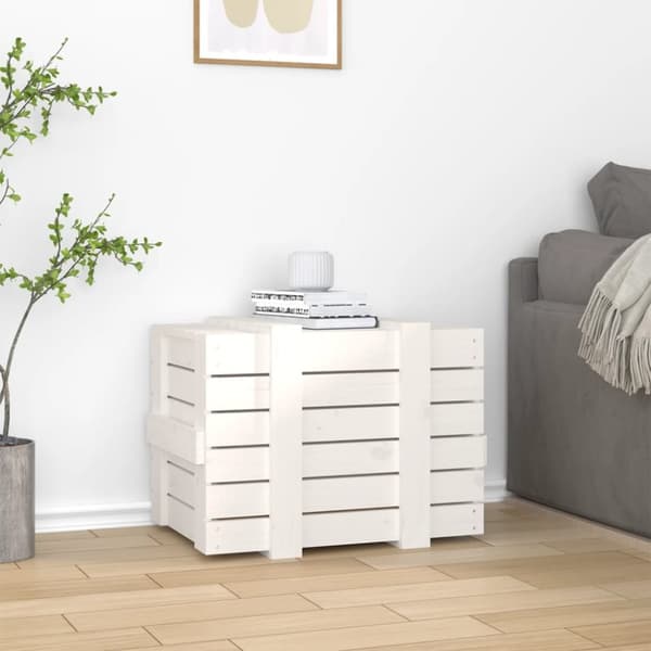 opbevaringskasse 58x40,5x42 cm massivt fyrretræ hvid
