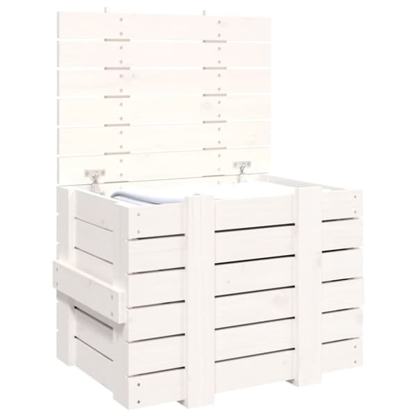 opbevaringskasse 58x40,5x42 cm massivt fyrretræ hvid