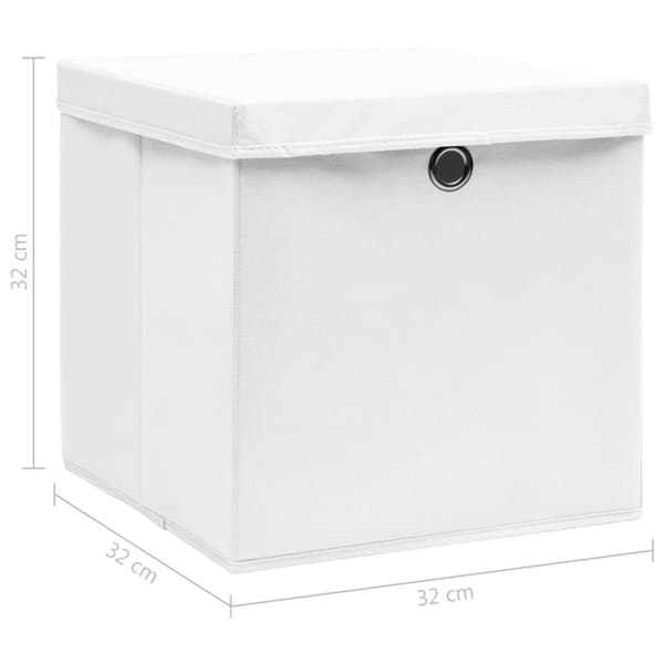 opbevaringskasser med låg 10 stk. 32x32x32 stof hvid