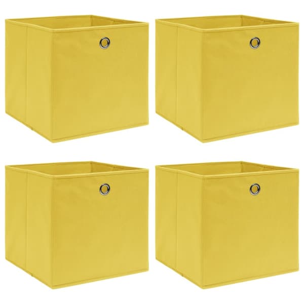 opbevaringskasser 4 stk. 32x32x32 stof gul