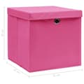 Miniatyrbillede 6 af 6: opbevaringskasser med låg 4 stk. 32x32x32 stof pink
