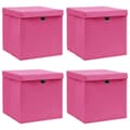 Miniatyrbillede 1 af 6: opbevaringskasser med låg 4 stk. 32x32x32 stof pink