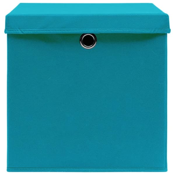 Förvaringslådor med lock 10 st babyblå 32x32x32 cm tyg