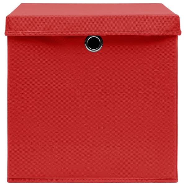 Förvaringslådor med lock 10 st 28x28x28 cm röd