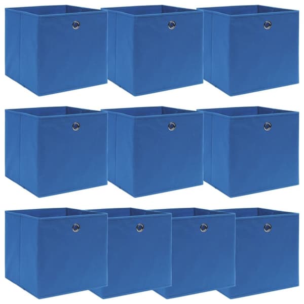 opbevaringskasser 10 stk. 32x32x32 stof blå