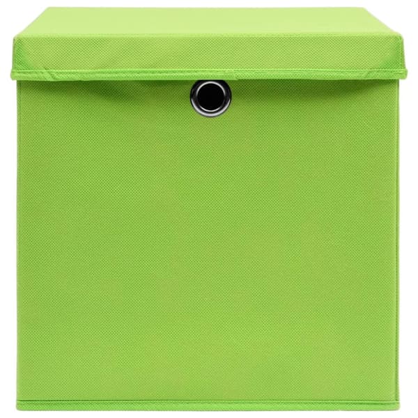 opbevaringskasser med låg 10 stk. 32x32x32 stof grøn