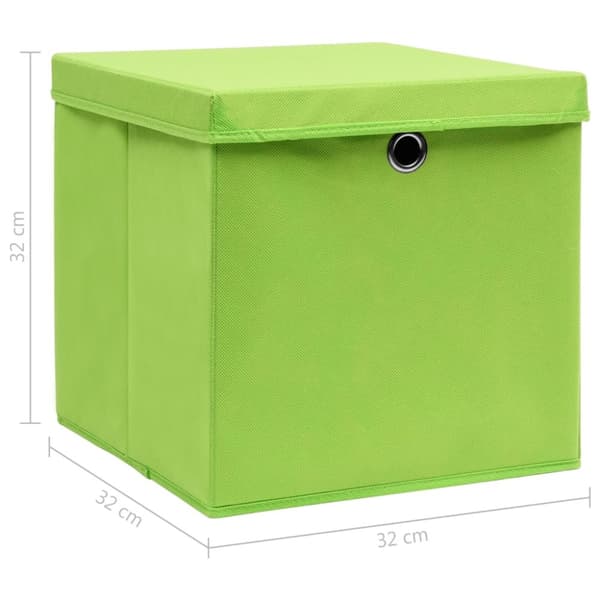 opbevaringskasser med låg 10 stk. 32x32x32 stof grøn