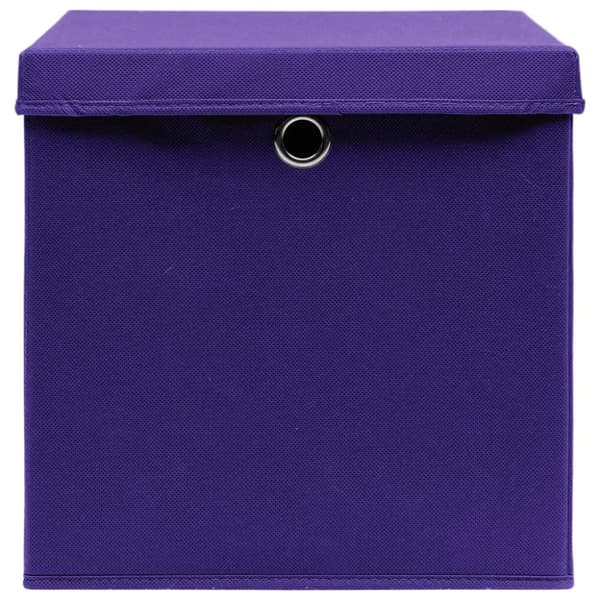 Förvaringslådor med lock 4 st 28x28x28 cm lila