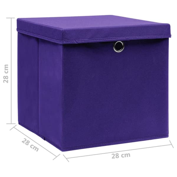 Förvaringslådor med lock 4 st 28x28x28 cm lila