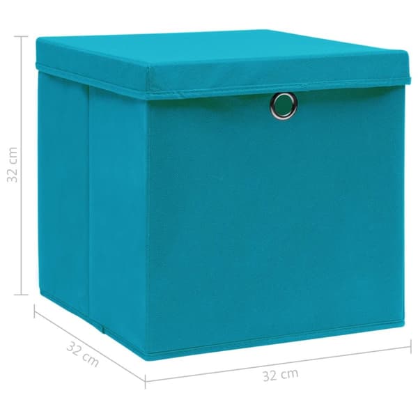 opbevaringskasser med låg 4 stk. 32x32x32 stof babyblå