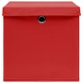 Miniatyrbild 4 av 6: Förvaringslådor med lock 4 st röd 32x32x32 cm tyg
