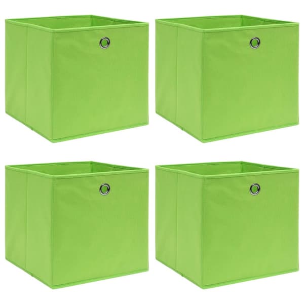 opbevaringskasser 4 stk. 32x32x32 stof grøn