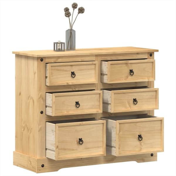 vidaXL kommode Corona 110x43x91 cm massivt fyrretræ