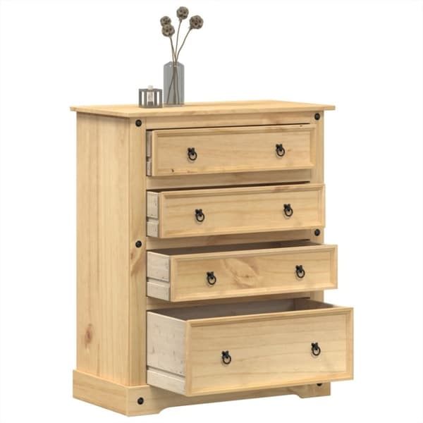 vidaXL kommode Corona 92x48x120 cm massivt fyrretræ