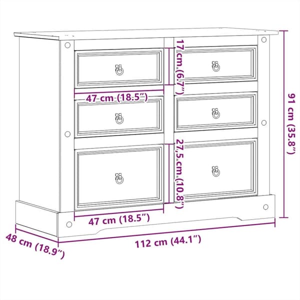 vidaXL Kommode Corona 112x48x91 cm heltre furu