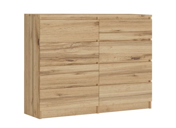 8-laatikkoinen lipasto tammi / valkoinen, L: 120 cm, K: 79 cm, S: 39 cm, Säilytysyksikkö