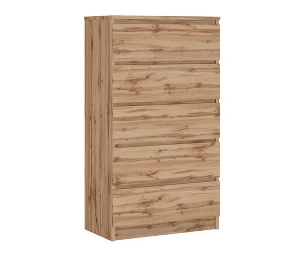 Kommode med 5 skuffer WOTAN OAK, L: 70 cm H: 125 cm D: 39 cm