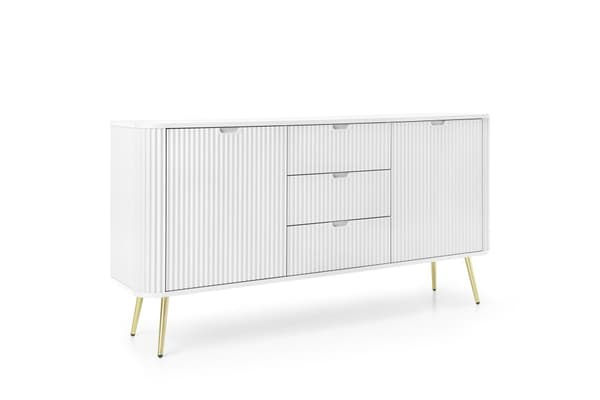 Hvid kommode, Ben: Guld, D: L: 168 Cm, H: 87 Cm, D: 39 Cm