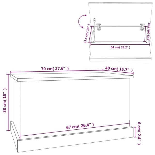 vidaXL opbevaringskasse 70x40x38 cm konstrueret træ hvid -  Opbevaringskister