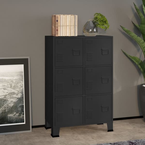 vidaXL Industriellt förvaringsskåp svart 75x40x115 cm metall - Lagringskistor