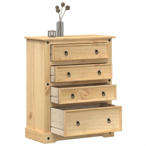 vidaXL kommode Corona 92x48x120 cm massivt fyrretræ - Opbevaringskister