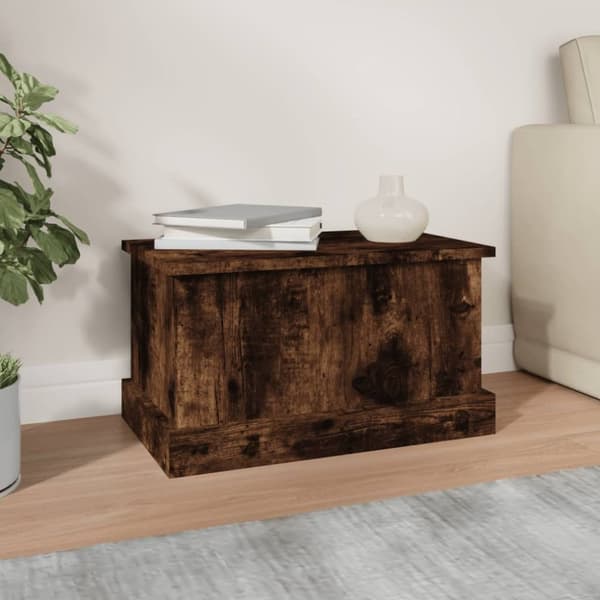 The Living Store opbevaringskasse 50x30x28 cm konstrueret træ røget egetræsfarve - Opbevaringskister