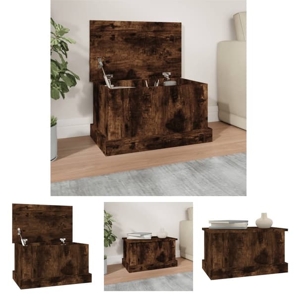 The Living Store opbevaringskasse 50x30x28 cm konstrueret træ røget egetræsfarve -  Opbevaringskister