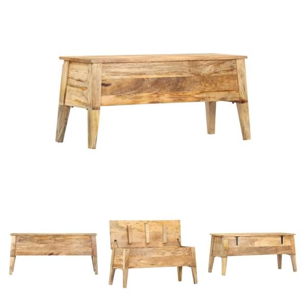 The Living Store Säilytyslaatikko 99x35x48 cm täysi mangopuu -  Säilytysarkut