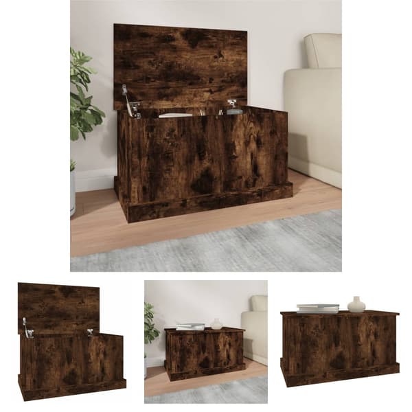 The Living Store opbevaringskasse 70x40x38 cm konstrueret træ røget egetræsfarve -  Opbevaringskister