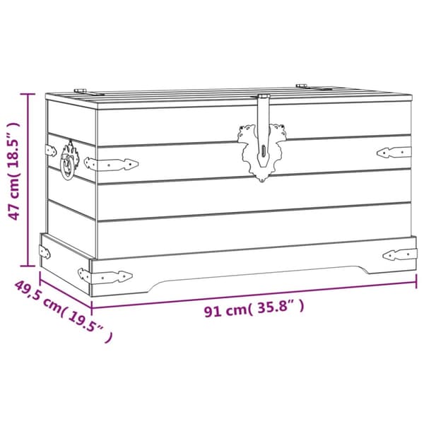 The Living Store opbevaringskiste Corona-serien 91x49,5x47 cm mexicansk fyrretræ -  Opbevaringskister