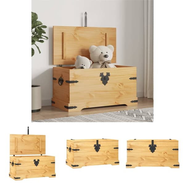 The Living Store opbevaringskiste Corona-serien 91x49,5x47 cm mexicansk fyrretræ -  Opbevaringskister