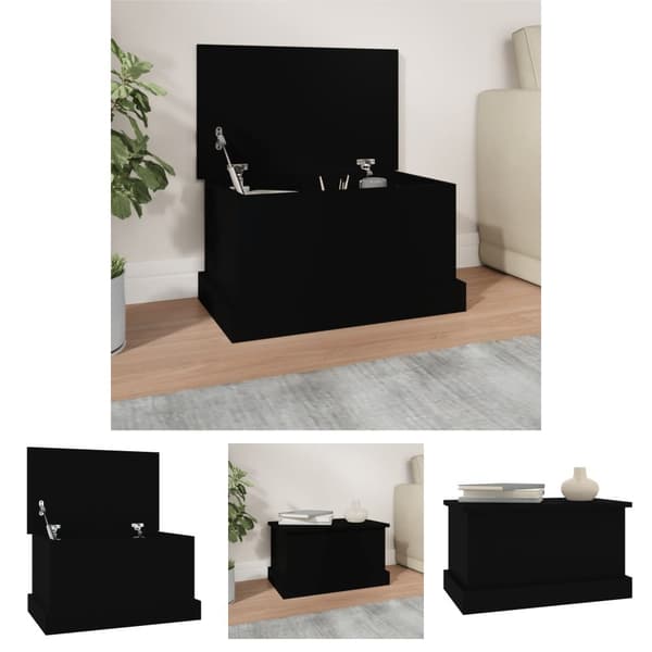 The Living Store Förvaringslåda svart 50x30x28 cm konstruerat trä -  Lagringskistor