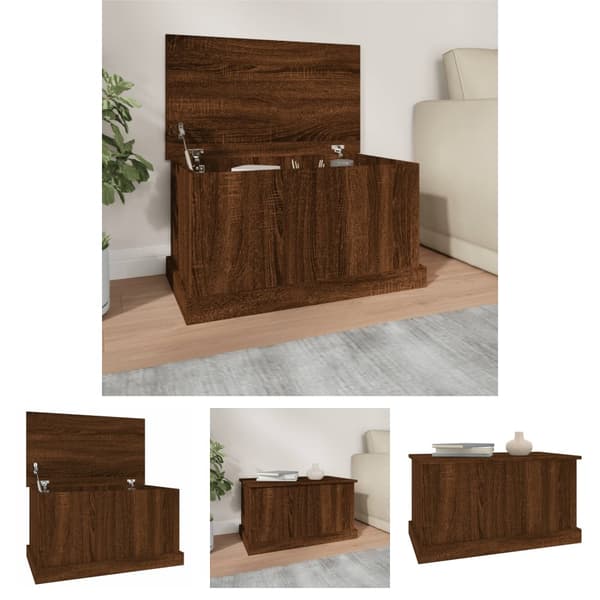 The Living Store opbevaringskasse 70x40x38 cm konstrueret træ brun egetræsfarve -  Opbevaringskister